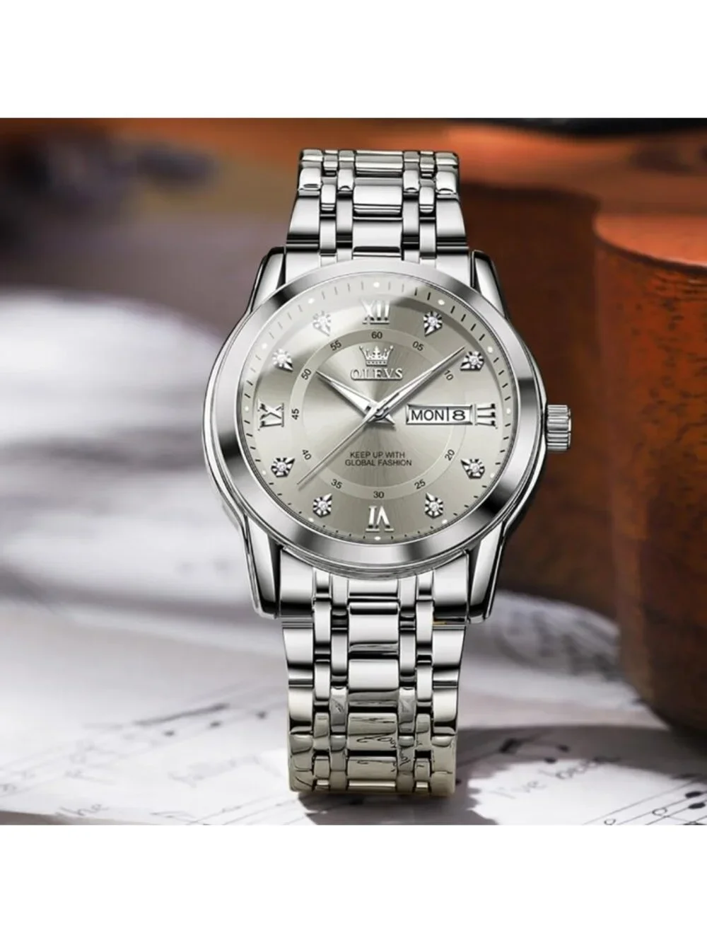 Classic Large Face Stainless Steel Dress Watch for Men - Stylish & Durable